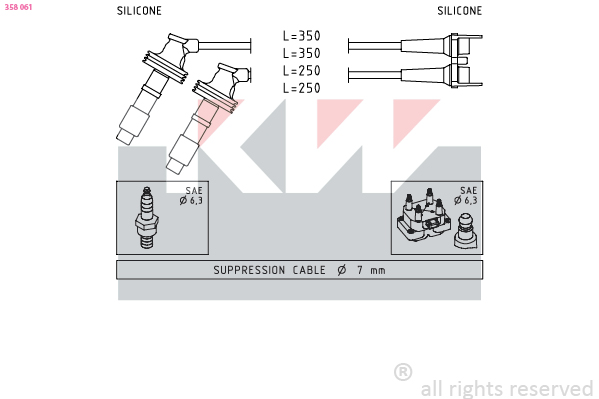 KW Gyújtókábel készlet 358061_KW